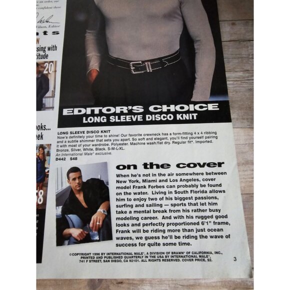 International Male 1996 Holiday Catalog Frank Forbes Cover Vintage 90s Fashion - Picture 3 of 5